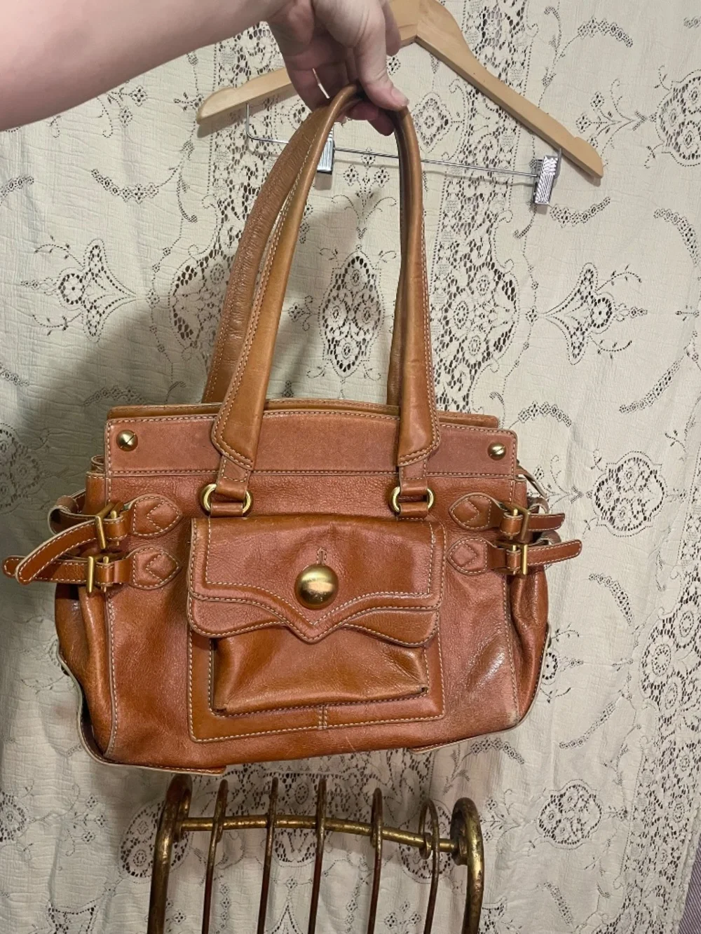 Maxx New York: cognac brown leather satchel